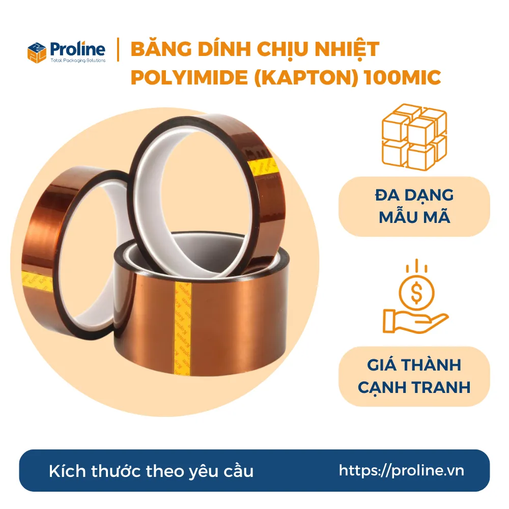 Băng dính chịu nhiệt Polyimide (KAPTON) 100mic