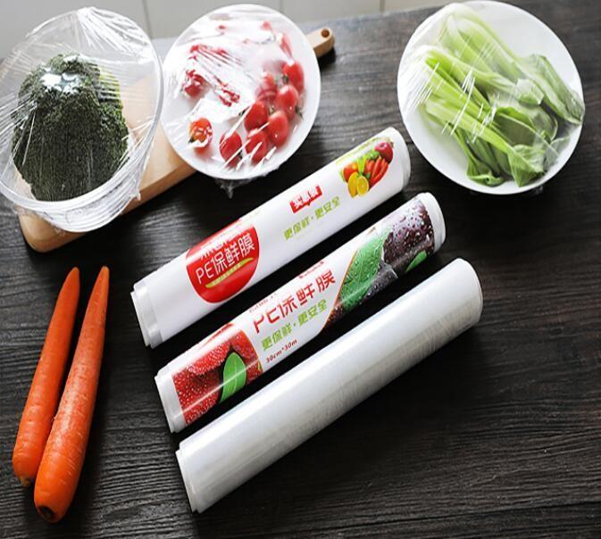 الاستخدام العائلي 30 سم 10 م لفافة تغليف الطعام ، 30 سم 50 م 10mic PE Cling Film