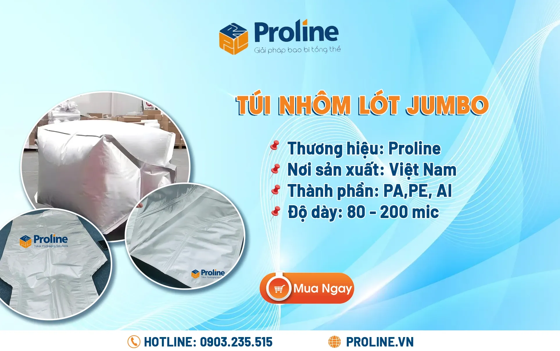 Th&ocirc;ng tin quy c&aacute;ch t&uacute;i nh&ocirc;m l&oacute;t Jumbo