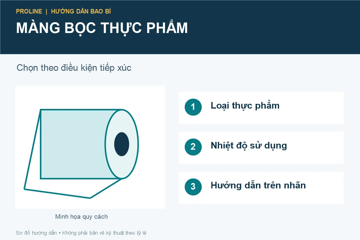 Minh họa màng bọc thực phẩm và ba điều kiện cần xác nhận
