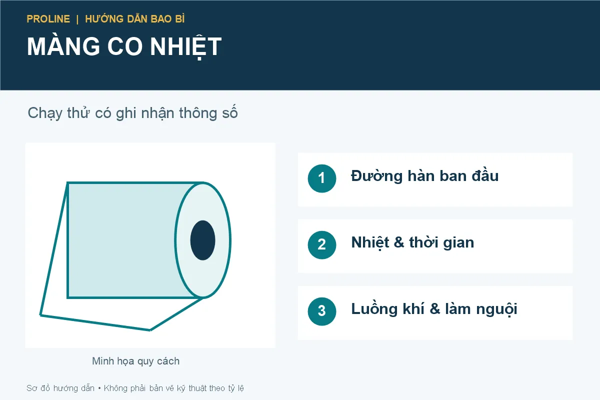 Minh họa màng co nhiệt và các thông số hàn, nhiệt, luồng khí