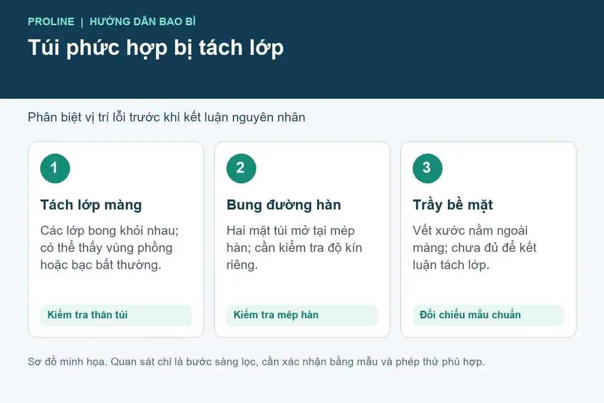 Túi phức hợp bị tách lớp: cách kiểm tra và xử lý theo lô
