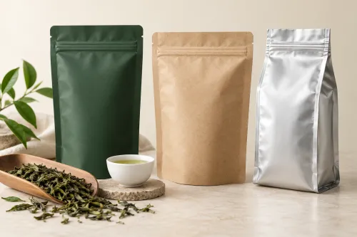 Các kiểu túi đựng trà có khóa zip và màng ghép