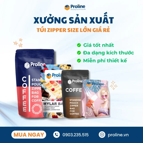 Hình tham khảo túi zipper có thiết kế thương hiệu Proline