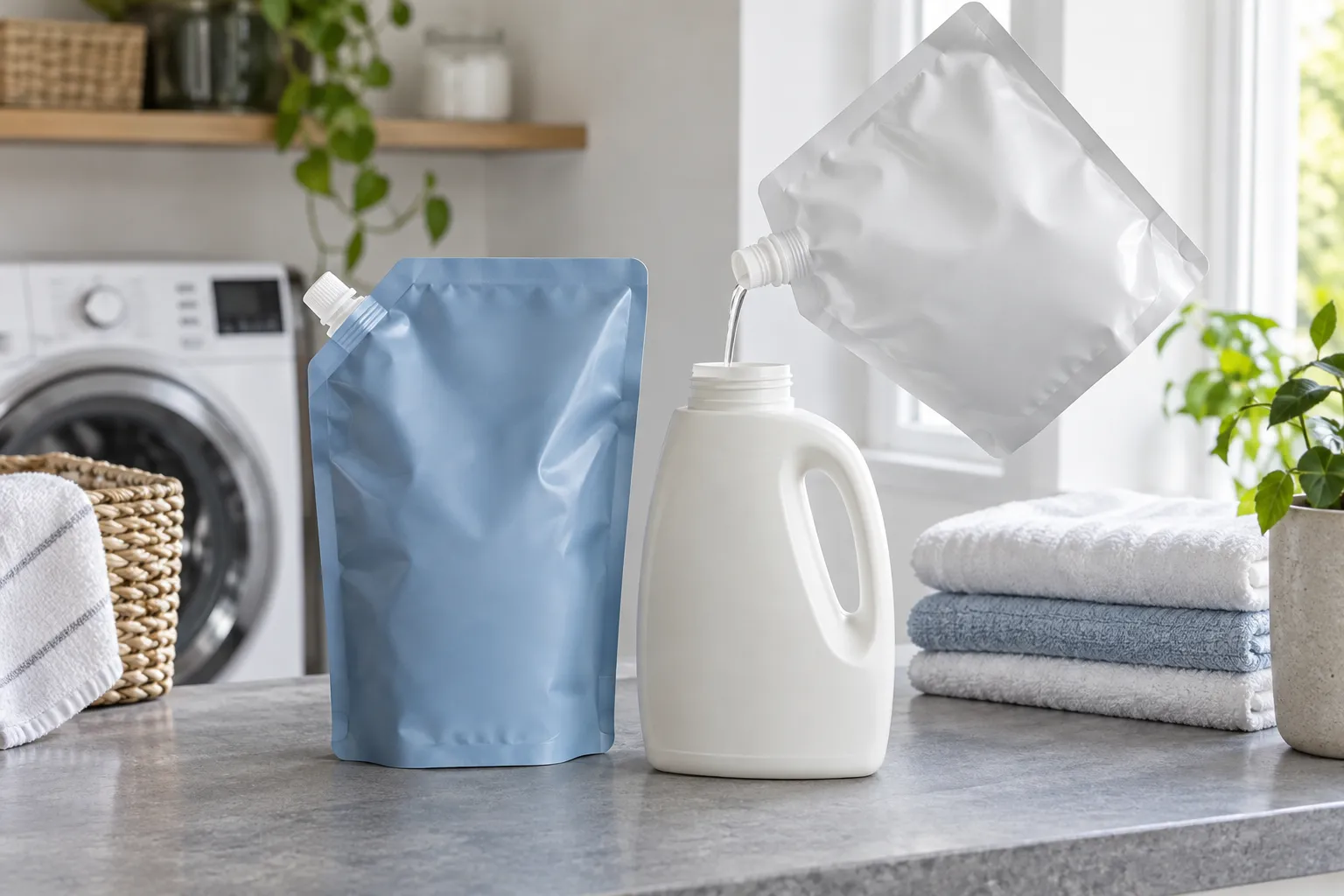 Túi refill nước giặt có vòi: thiết kế tiện rót, dễ đóng lại