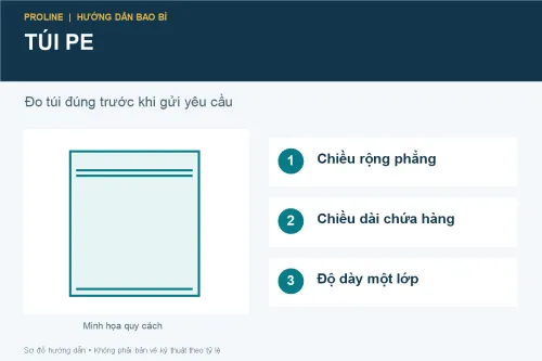 Minh họa túi PE và các yếu tố cần xác nhận trước khi in
