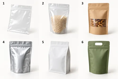 Minh họa c&aacute;c dạng t&uacute;i zipper v&agrave; miệng đ&oacute;ng lại