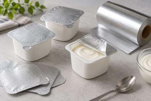 Ly sữa chua với màng nắp nhôm và tai kéo