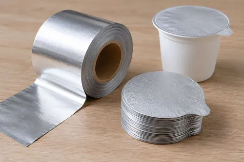 M&agrave;ng nắp sữa chua dạng cuộn đặt cạnh nắp cắt rời