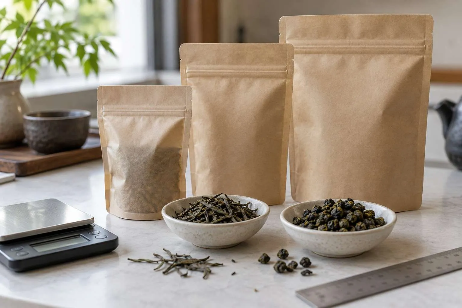 Túi đựng trà 50g đến 500g: chọn dung tích bằng mẫu thực tế