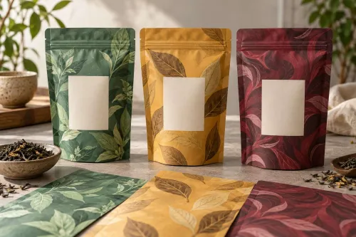 Mẫu phối màu thiết kế cho nhiều mã bao bì trà